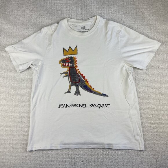 Jean-Michel Basquiat x Pull & bear Dinosaur White Licensed Tee Shirt Size XL EU - Picture 1 of 16